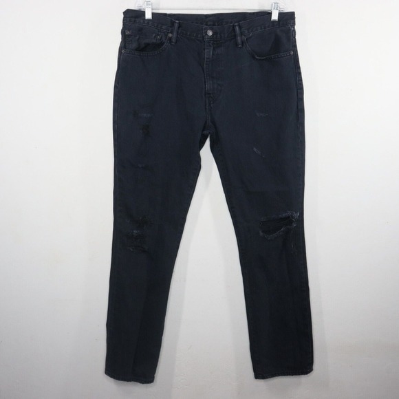 Levis 511‎ Slim Fit Jeans Men's Size 38x32 Black Distressed Denim Stretch - Picture 1 of 9